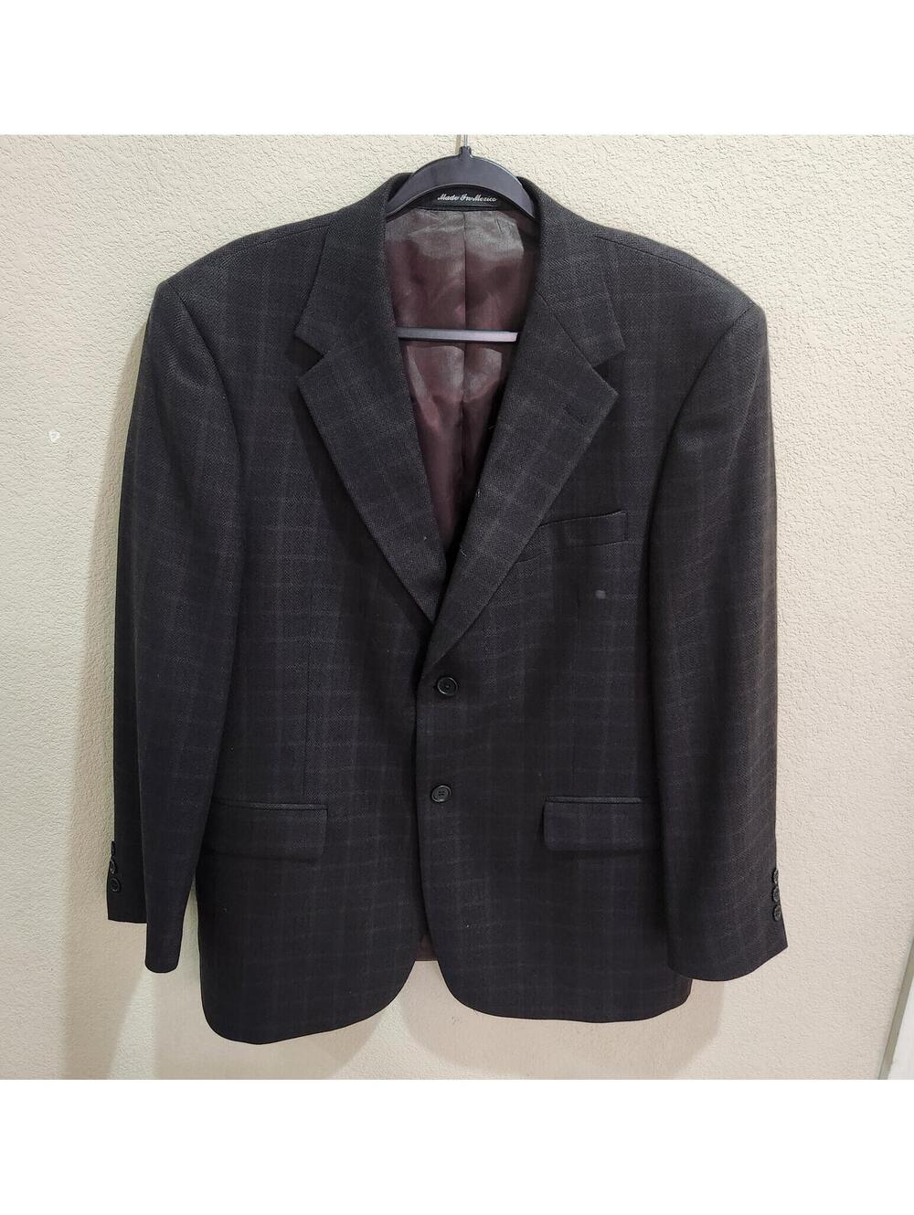 Reaction Kenneth Cole Black Plaid Sport Coat Suit Blazer Size 42S